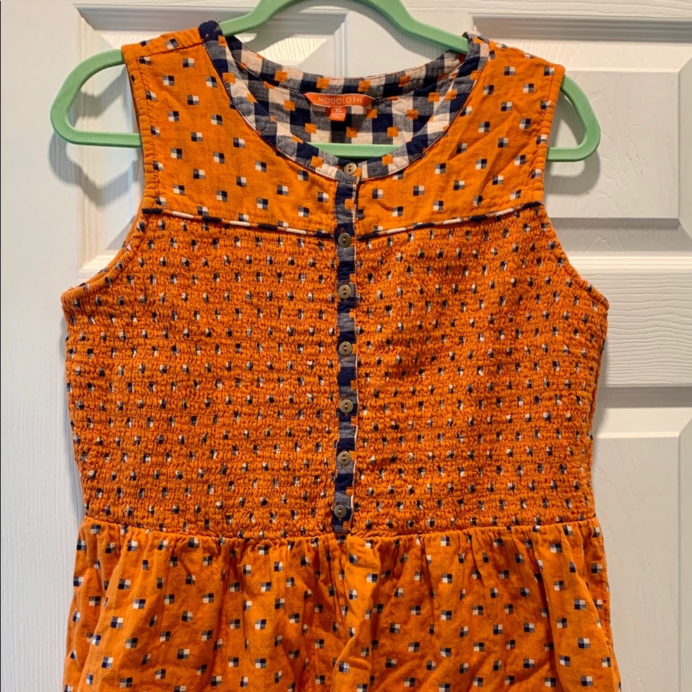 ModCloth Orange Blue Checker Gingham Tank Top XL